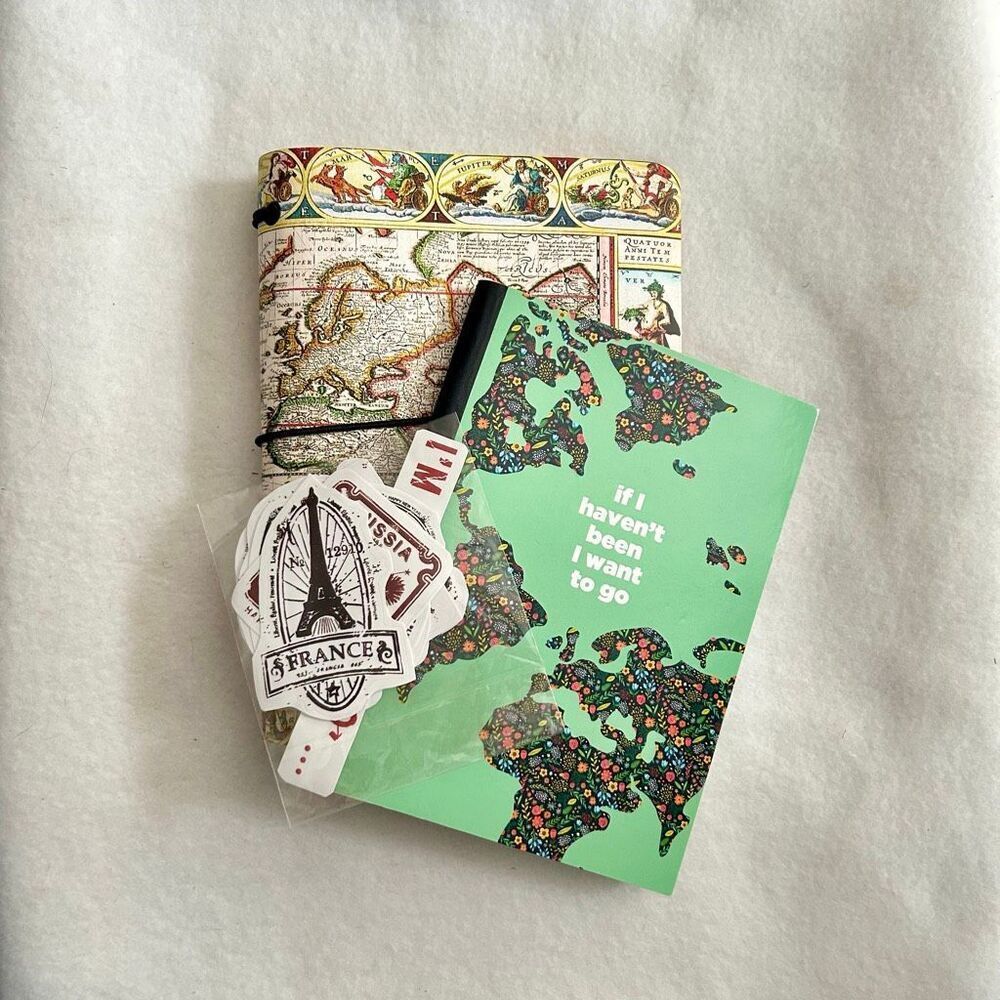 Travel Planner World Map Journal and Stickers Set